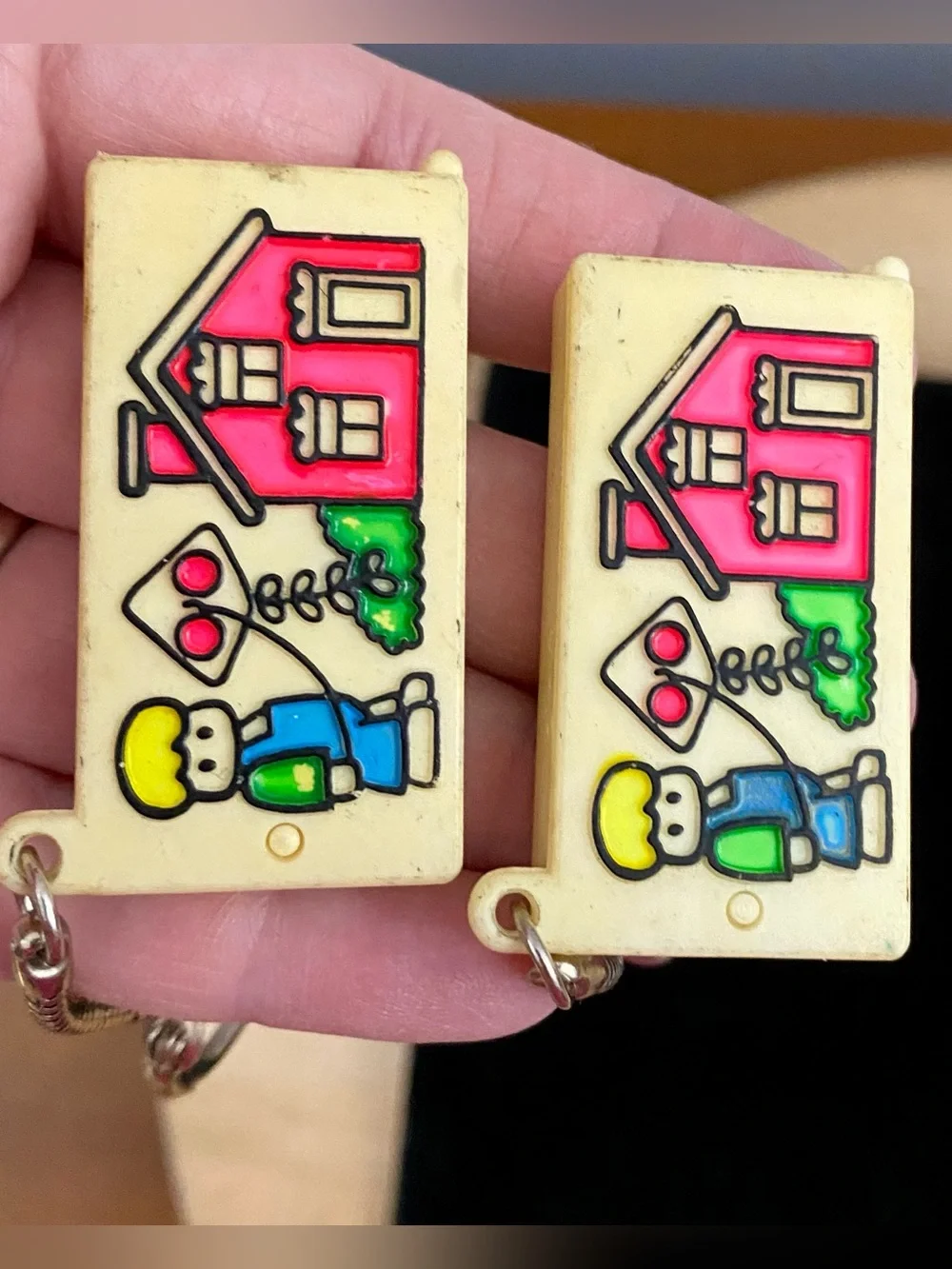 Vintage Plastic Comb Mirror Keychain Lot of 2 Retro Novelty Key Ring Pocket Toy